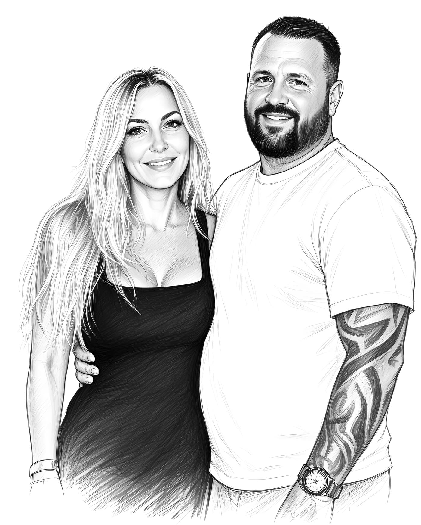 Pencil sketch of Gemma Braben and David Taylor, directors of TaylorMade FM